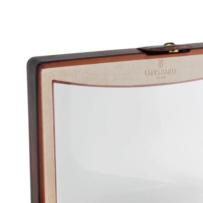 Lapis Bard Conrad Dual-Tone Watch Case with Plexiglass Top (8 Watch Capacity) - Cognac