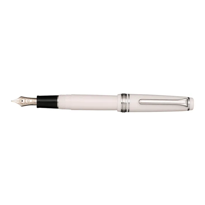 Sailor Professional Gear Slim Fountain Pen (14K Fine) White With Rhodium Trims