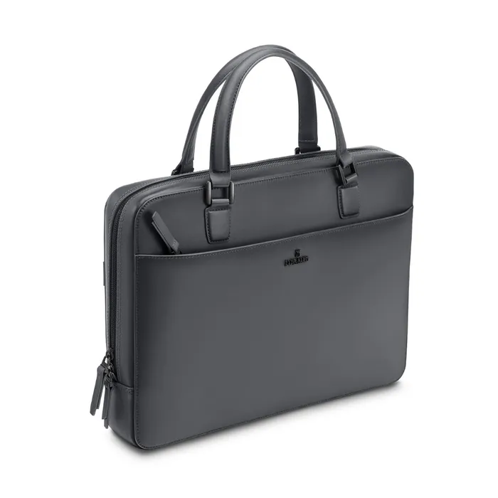 Lapis Bard Ducorium Leather Spencer 14-inch Laptop Briefcase - Graphite