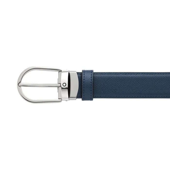 Montblanc 128763 Reversible Leather Belt (30mm) Black/Blue