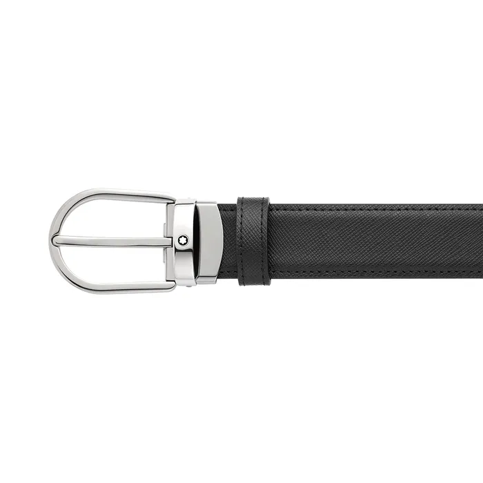 Montblanc 128763 Reversible Leather Belt (30mm) Black/Blue