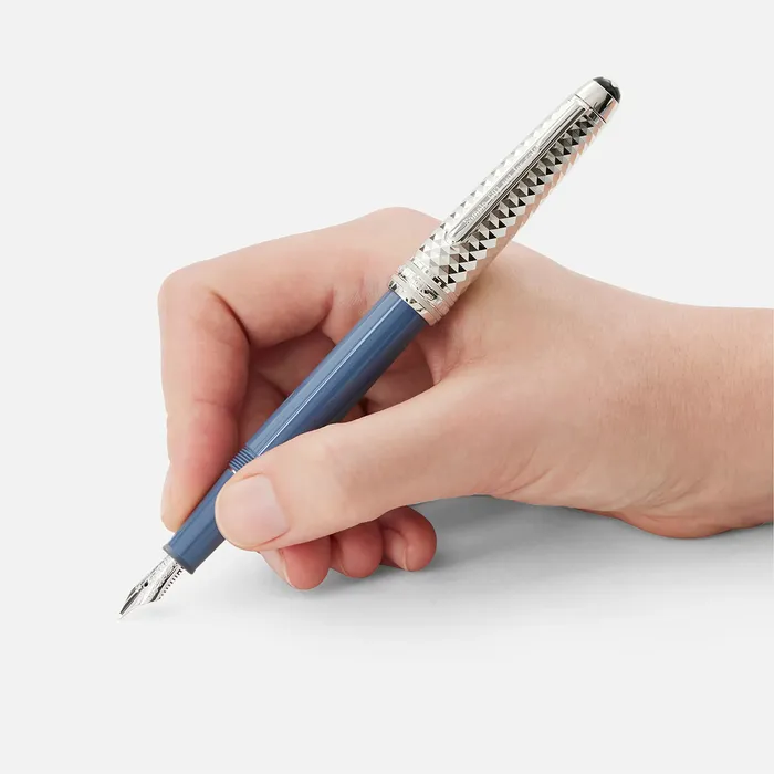 Montblanc MeisterstÃ¼ck Glacier DouÃ© Fountain Pen (18K Medium) - Blue With Platinum Trims