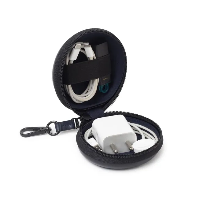 Lapis Bard Ducorium Leather Cable Organiser - Navy Blue