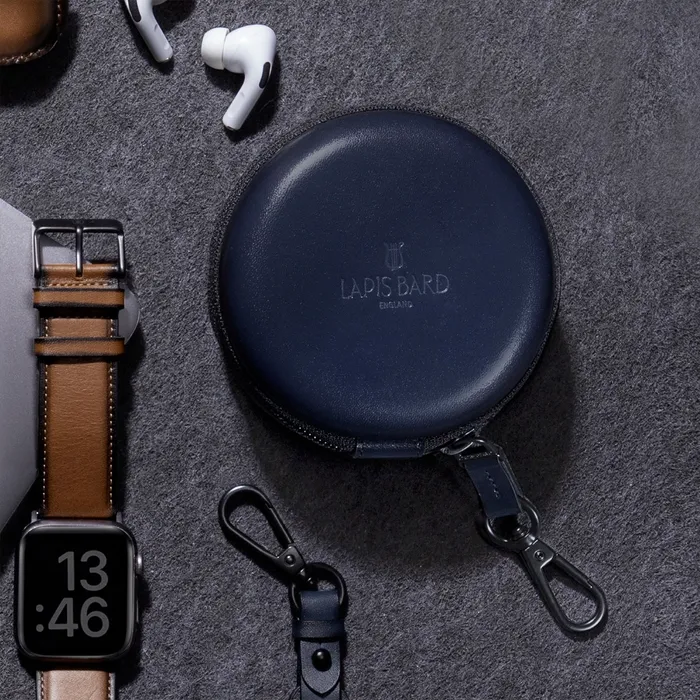 Lapis Bard Ducorium Leather Cable Organiser - Navy Blue