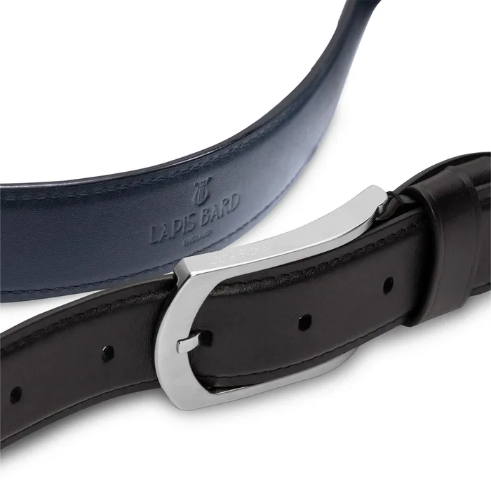 Lapis Bard Southwark Vintage Leather Belt with Skeleton Buckle - Black