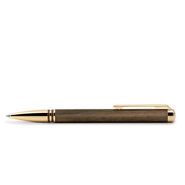 Lapis Bard Contemporary Torque Hickory Ballpoint Pen - Brown with Gold Trims