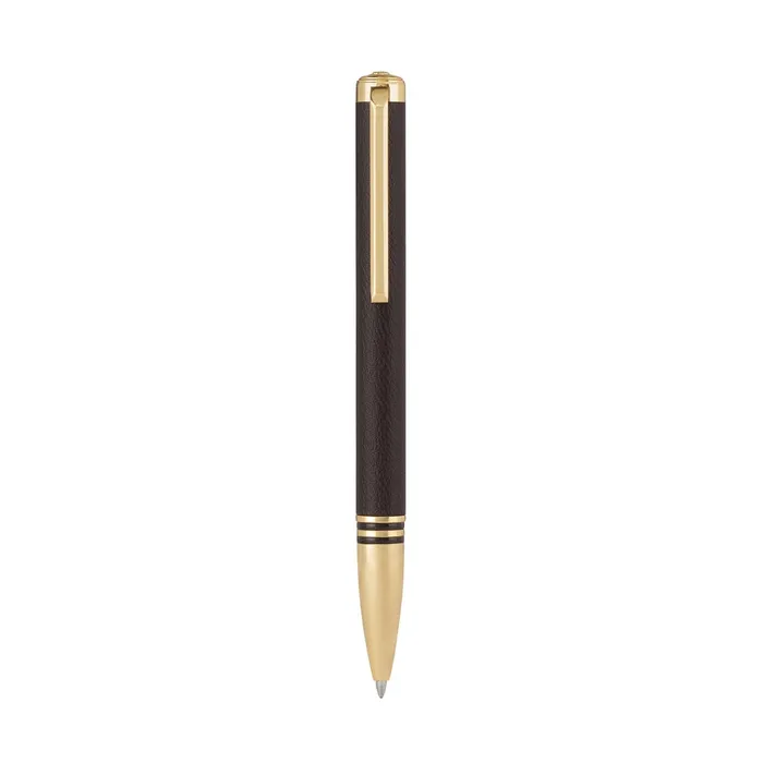 Lapis Bard Torque Artis Leather Ballpoint Pen - Brown with Gold Trims