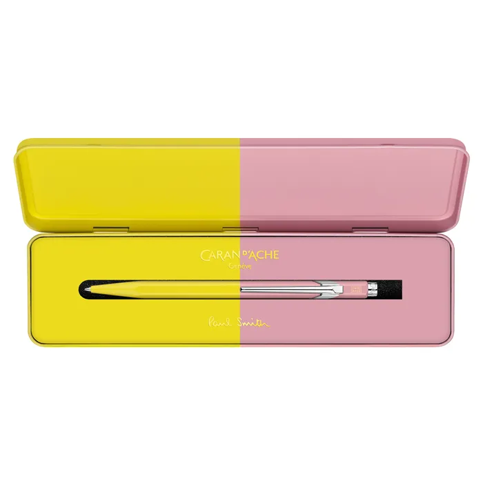 Caran d'Ache 849 Bille Paul Smith Ballpoint Pen - Chartreuse Yellow And Rose Pink