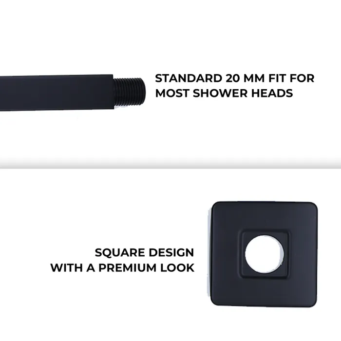 Ceiling Mounted Shower Arm Square Black