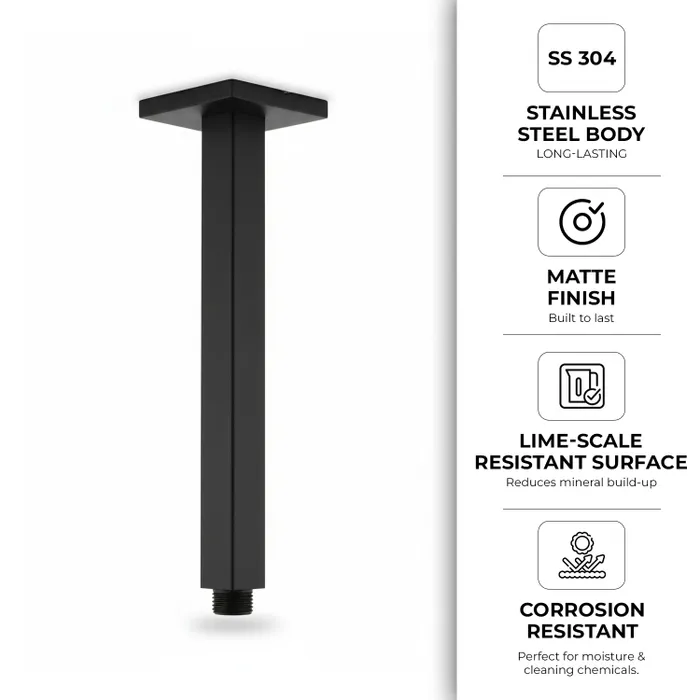 Ceiling Mounted Shower Arm Square Black