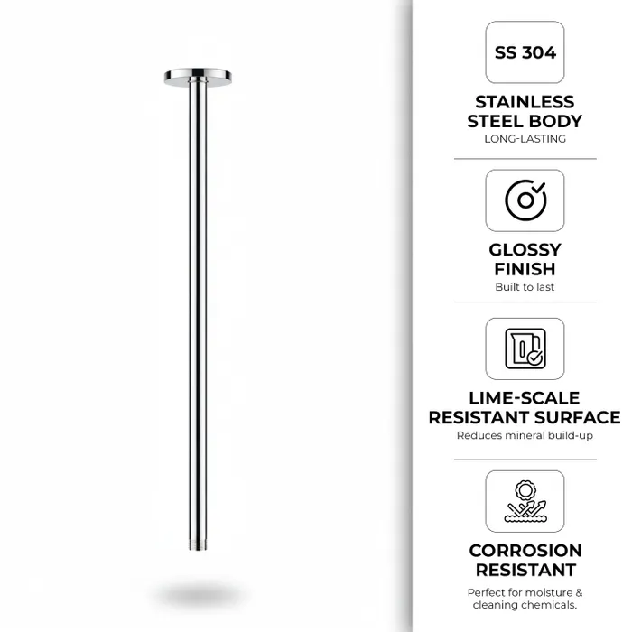 Ceiling Mounted Shower Arm Round Chrome