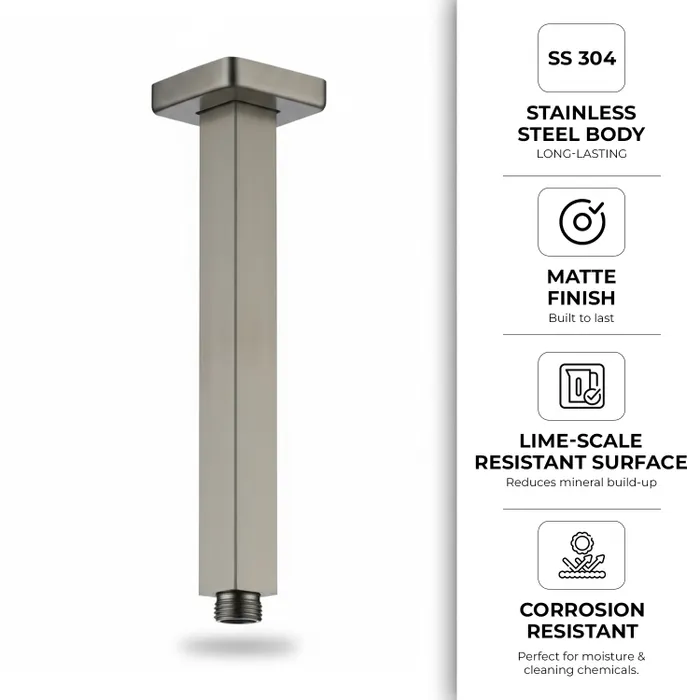 Ceiling Mounted Shower Arm Square Grey