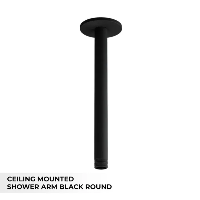 Ceiling Mounted Shower Arm Round Black