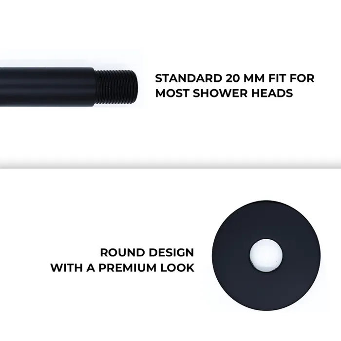 Ceiling Mounted Shower Arm Round Black
