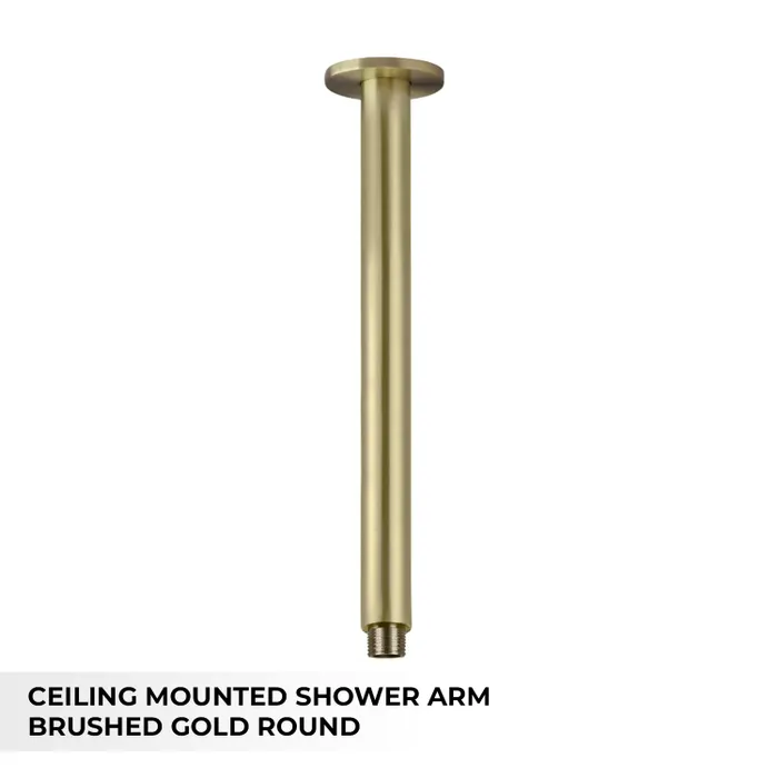 Ceiling Mounted Shower Arm Round Brushed Gold