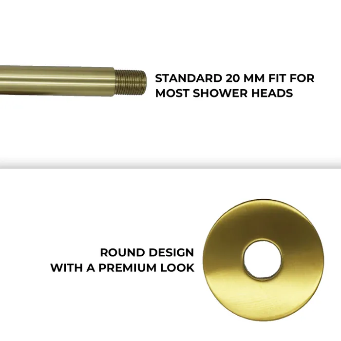 Ceiling Mounted Shower Arm Round Brushed Gold