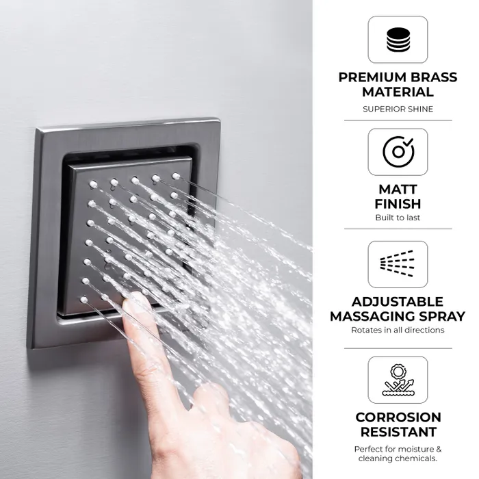 Brass Body Jet Shower 4 Inch Gun Grey â Gravity Bath