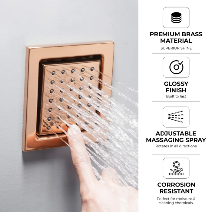 Brass Body Jet Shower 4 Inch Rose Gold â Gravity Bath
