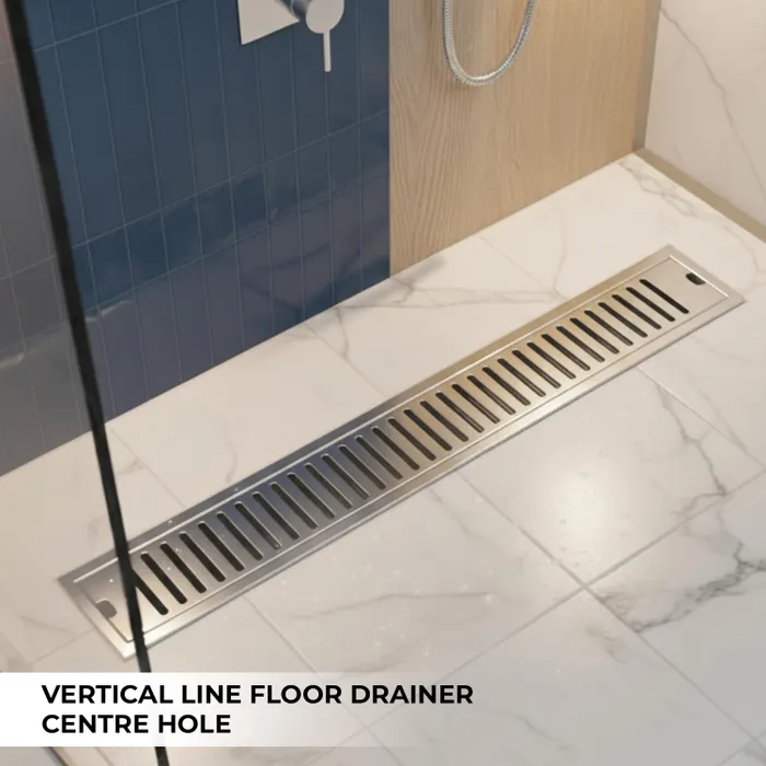 Stainless Steel Vertical Line Centre Hole Shower Drain 36 Inch â Gravity Bath