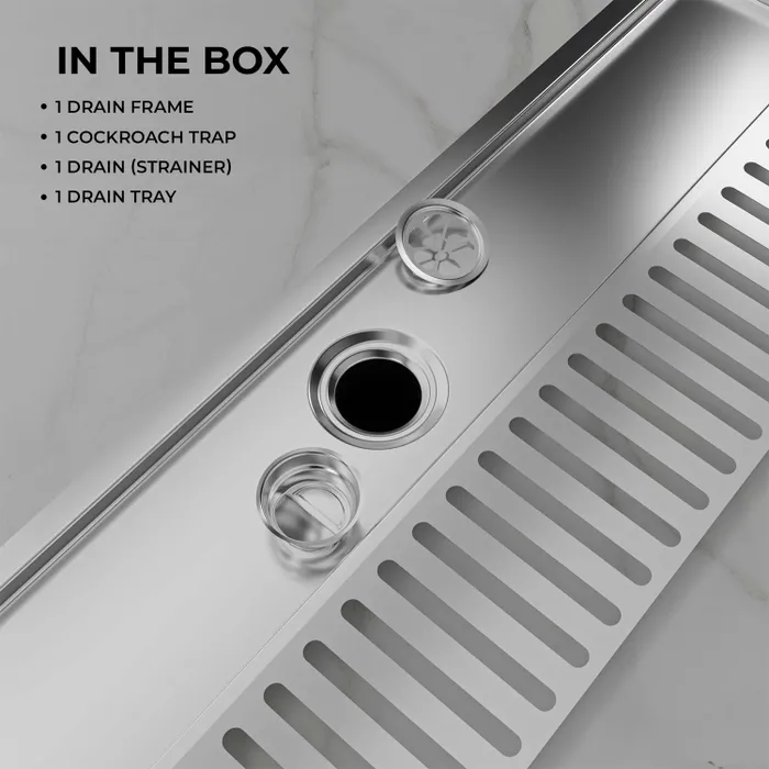 Stainless Steel Vertical Line Centre Hole Shower Drain 36 Inch â Gravity Bath