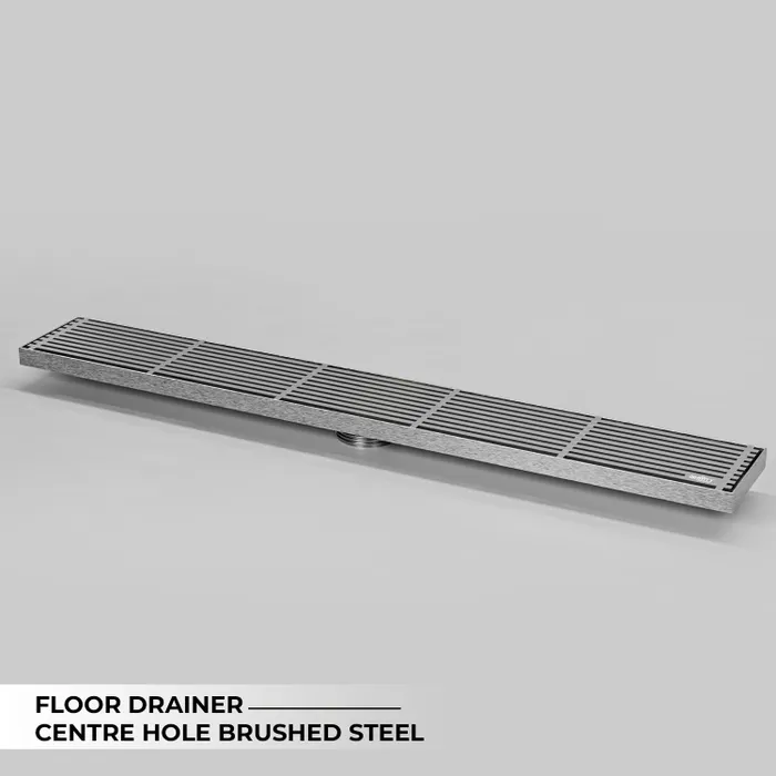 12 Inch Centre Hole Floor Drain Brushed Steel for Bathroom Gravity Bath