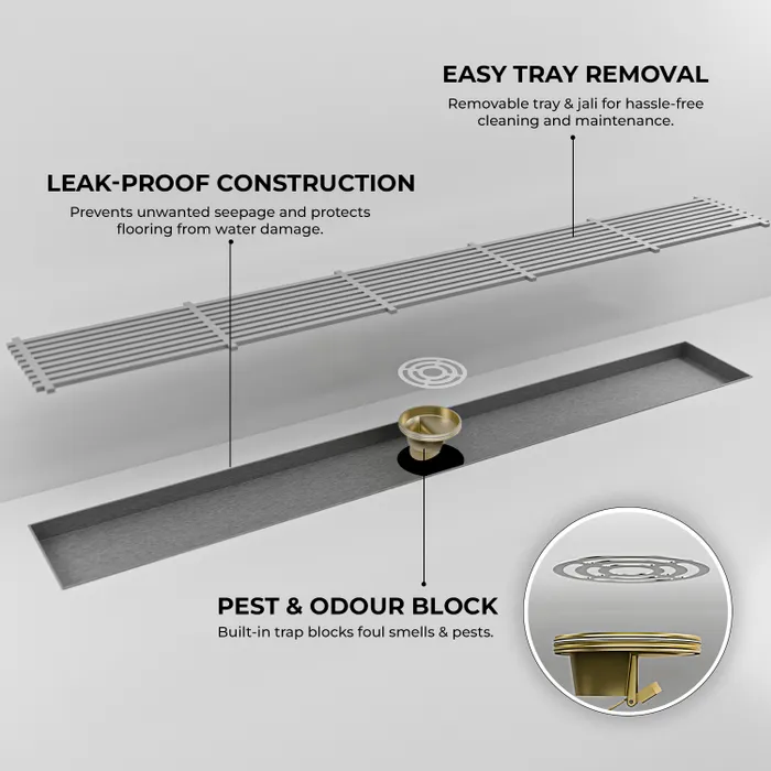 12 Inch Centre Hole Floor Drain Brushed Steel for Bathroom Gravity Bath