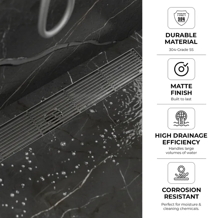 12 Inch Centre Hole Floor Drain Brushed Steel for Bathroom Gravity Bath