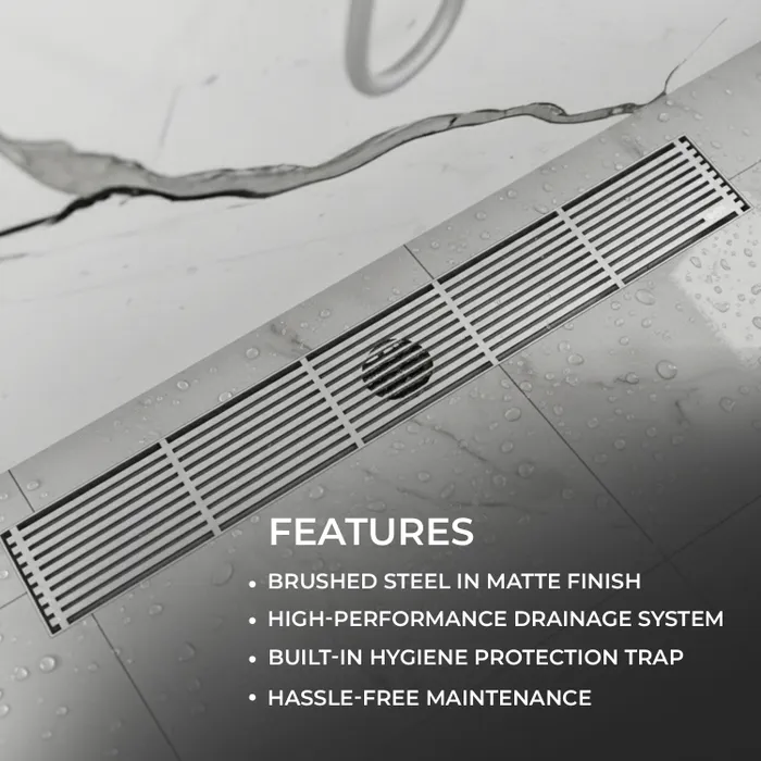 12 Inch Centre Hole Floor Drain Brushed Steel for Bathroom Gravity Bath