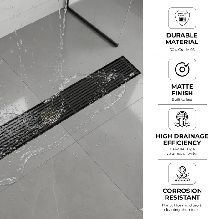 12 Inch Centre Hole Floor Drain Black for Bathroom Gravity Bath