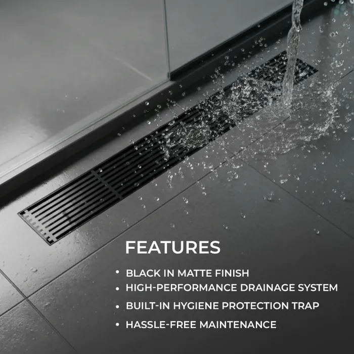 12 Inch Centre Hole Floor Drain Black for Bathroom Gravity Bath