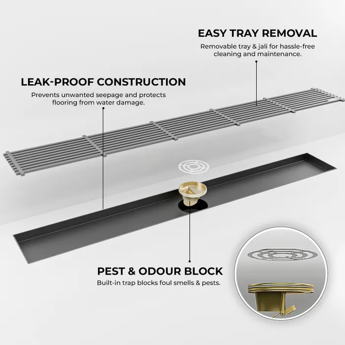 12 Inch Centre Hole Floor Drain Gun Grey for Bathroom Gravity Bath