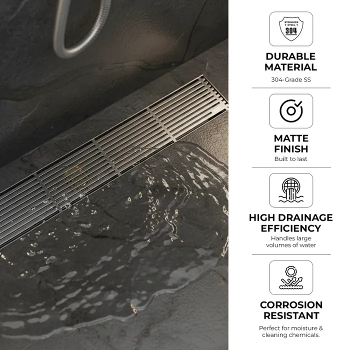 12 Inch Centre Hole Floor Drain Gun Grey for Bathroom Gravity Bath