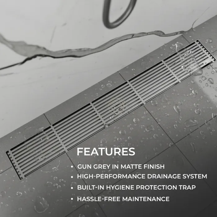 12 Inch Centre Hole Floor Drain Gun Grey for Bathroom Gravity Bath