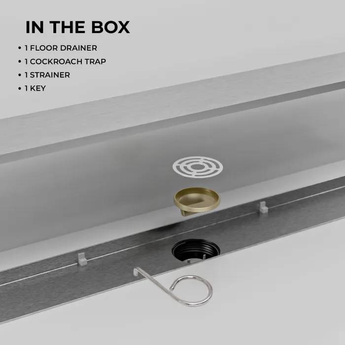 12 Inch Tile Centre Hole Floor Drain Brushed Steel for Bathroom Gravity Bath