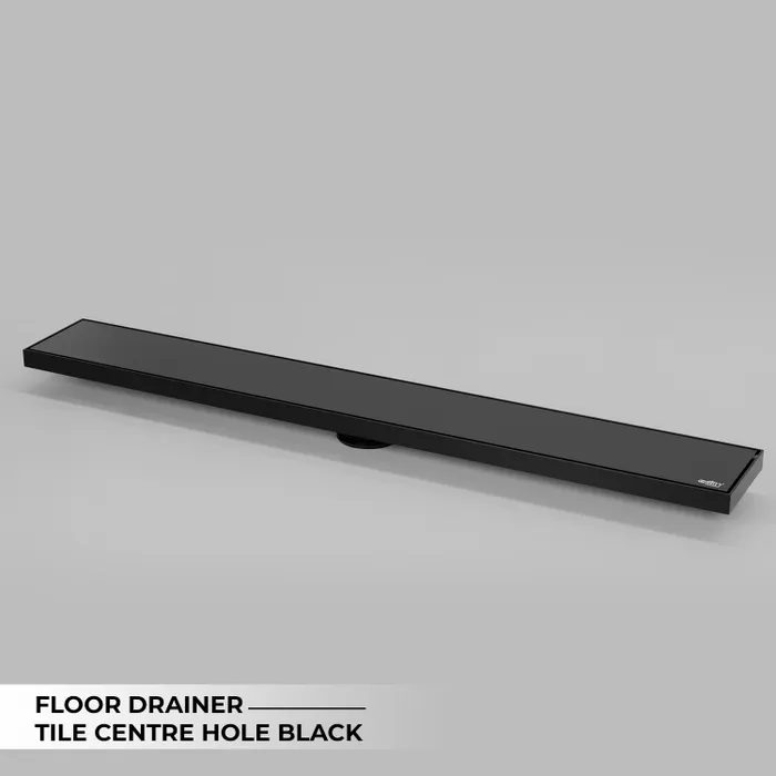 12 Inch Tile Centre Hole Floor Drain Black for Bathroom Gravity Bath