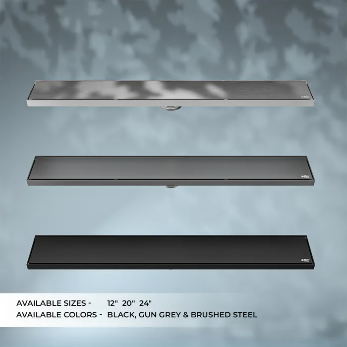 12 Inch Tile Centre Hole Floor Drain Black for Bathroom Gravity Bath