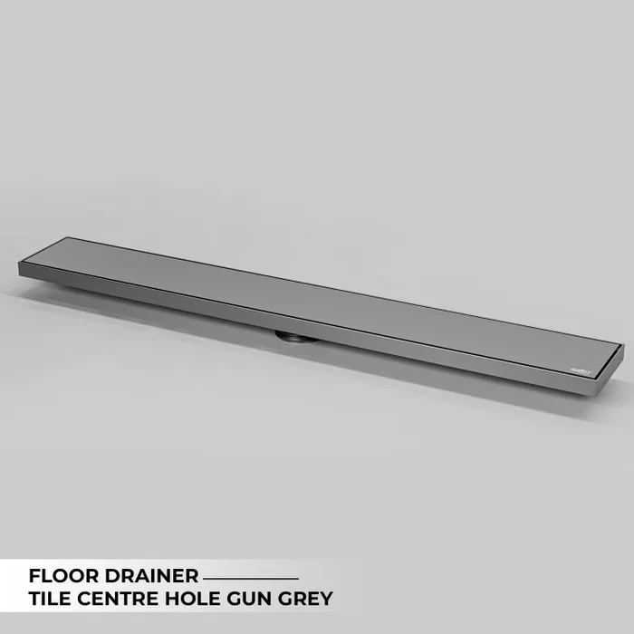 12 Inch Tile Centre Hole Floor Drain Gun Grey for Bathroom Gravity Bath