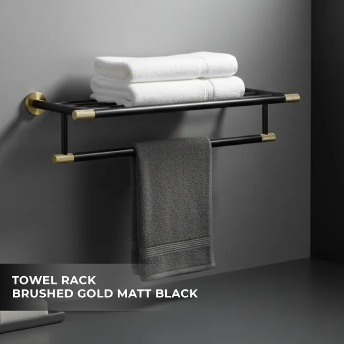 Towel Rack Bachelor Brushed Gold Matt Black