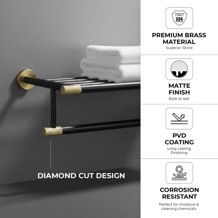 Towel Rack Bachelor Brushed Gold Matt Black