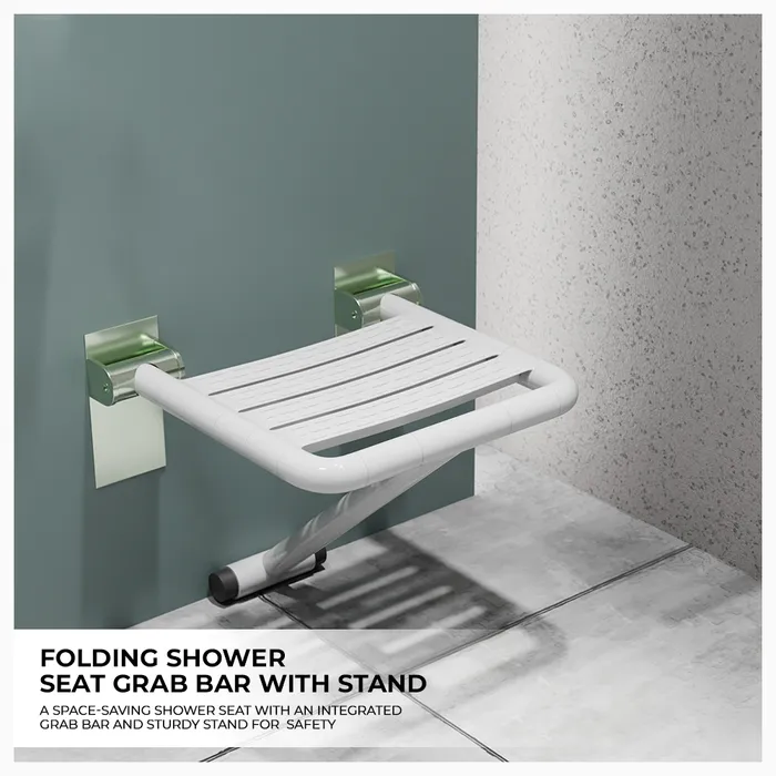 Folding Shower Seat Grab Bar with stand