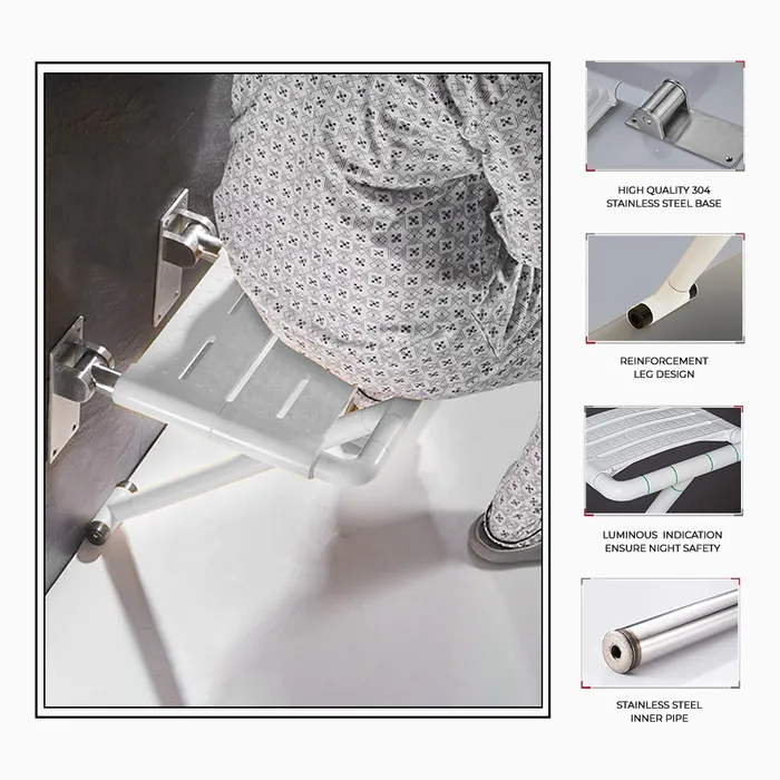 Folding Shower Seat Grab Bar with stand