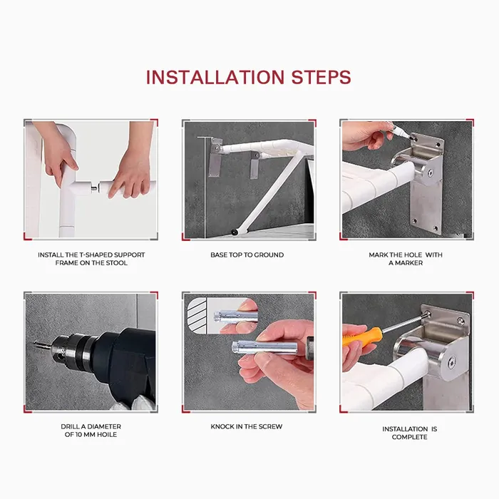 Folding Shower Seat Grab Bar with stand