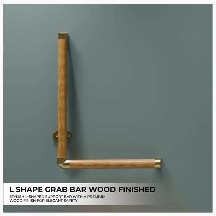 L Shape Grab Bar-Wood Finished