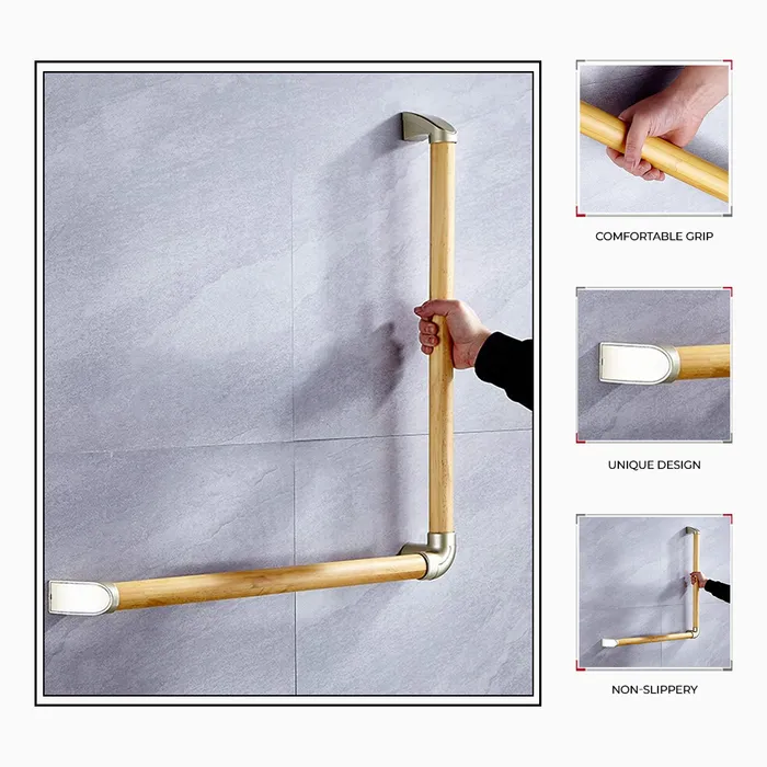 L Shape Grab Bar-Wood Finished