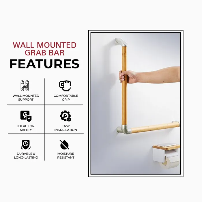 L Shape Grab Bar-Wood Finished