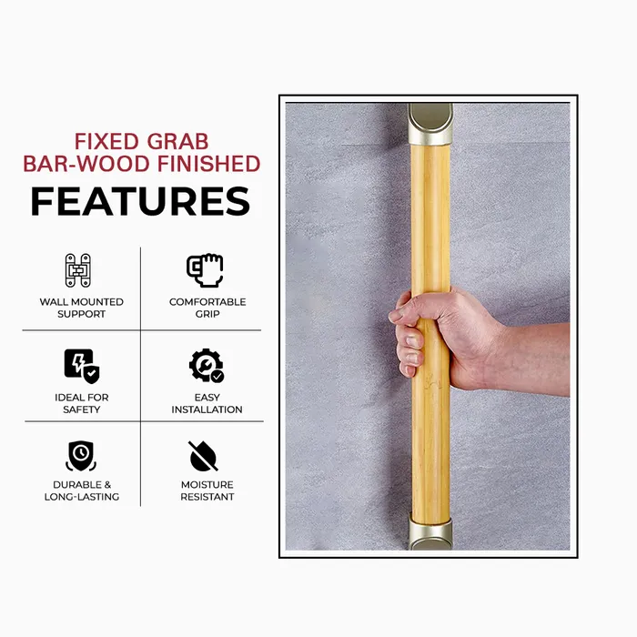 Fixed Grab Bar-Wood Finished