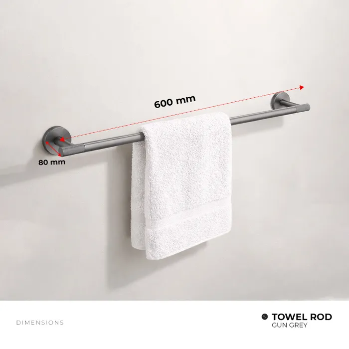 Towel Ring, Tumbler Holder, Paper Holder And Towel Rod Bachelor Bathroom Set Gun Grey