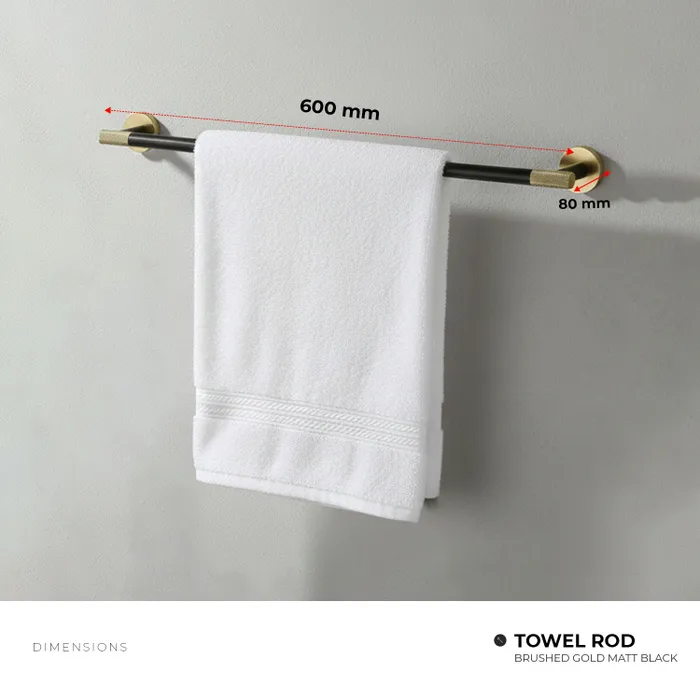 Towel Ring, Tumbler Holder, Paper Holder And Towel Rod Bachelor Bathroom Set Brushed Gold Matt Black