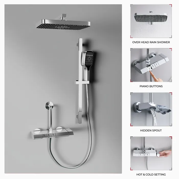 Harmony Canvas Wall Mixer Telephonic 3 Outlet Chrome
