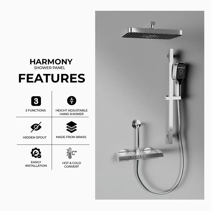 Harmony Canvas Wall Mixer Telephonic 3 Outlet Chrome
